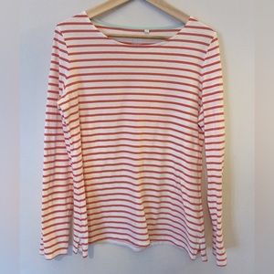 Boden Long Sleeve Breton, Guava/White, Size US 10